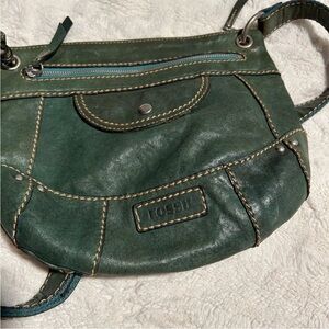 Fossil Forest Green Leather Hobo Bag